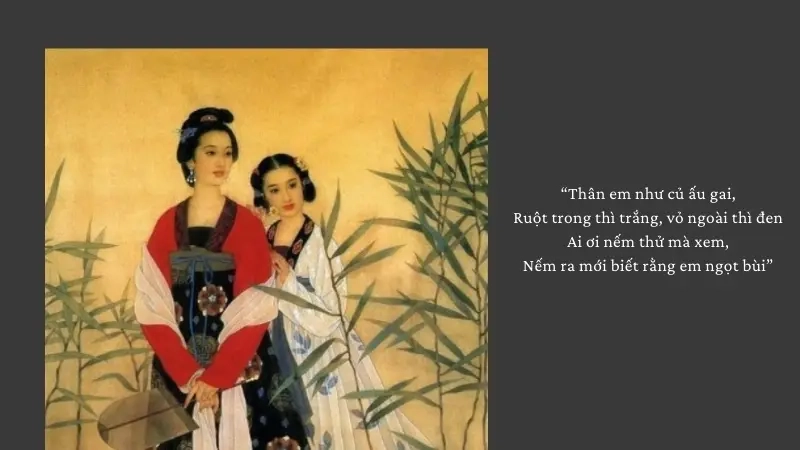 Thân em như củ ấu gai, Ruột trong thì trắng, vỏ ngoài thì đen
