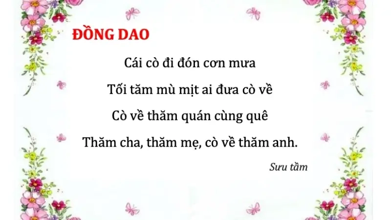 Lời bài ca dao Cái cò đi đón cơn mưa