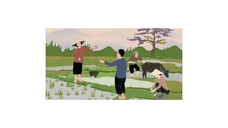 Nội dung bài ca dao hôm qua tát nước đầu đình