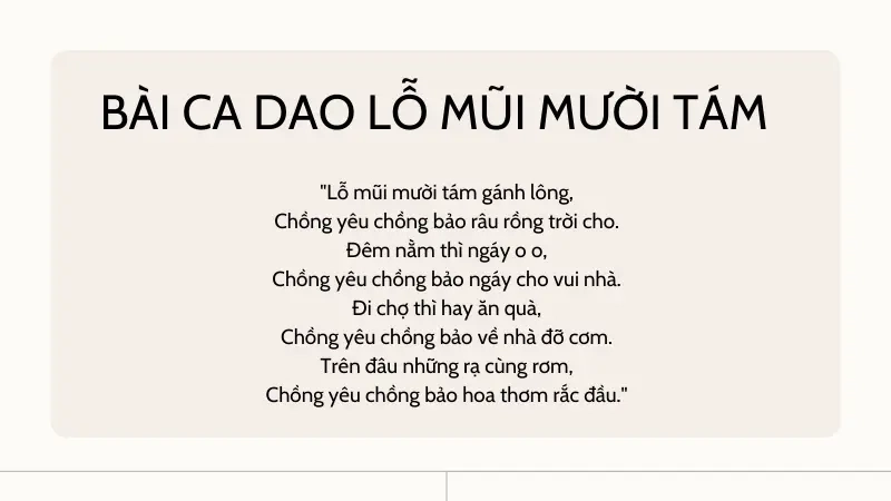 Nội dung bài ca dao lỗ mũi mười tám
