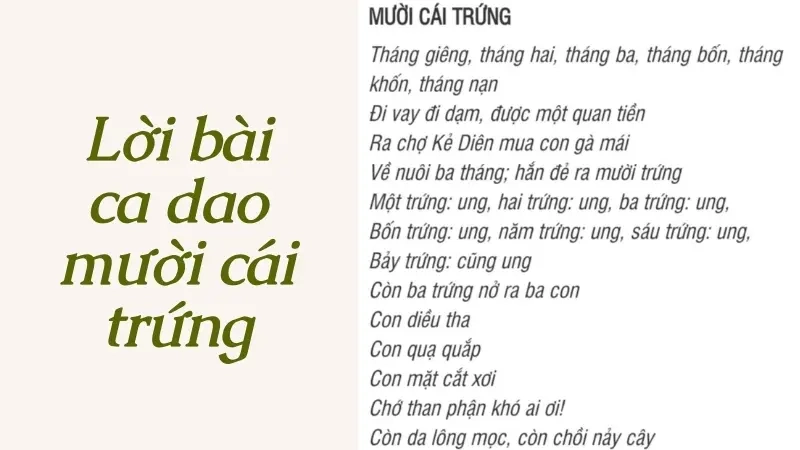 Lời bài ca dao mười cái trứng