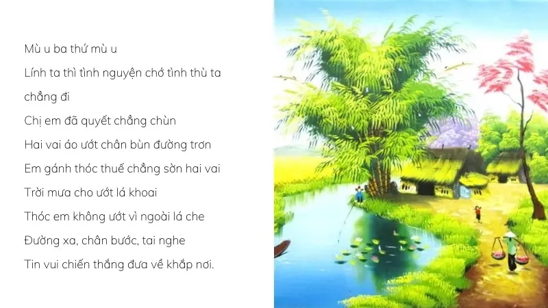 Mù u ba thứ mù u Lính ta thì tình nguyện chớ tình thù ta chẳng đi
