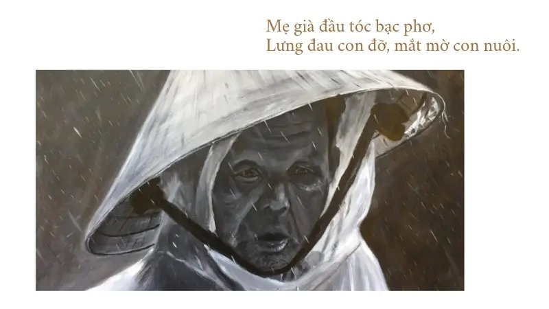 Mẹ già đầu tóc bạc phơ, Lưng đau con đỡ, mắt mờ con nuôi