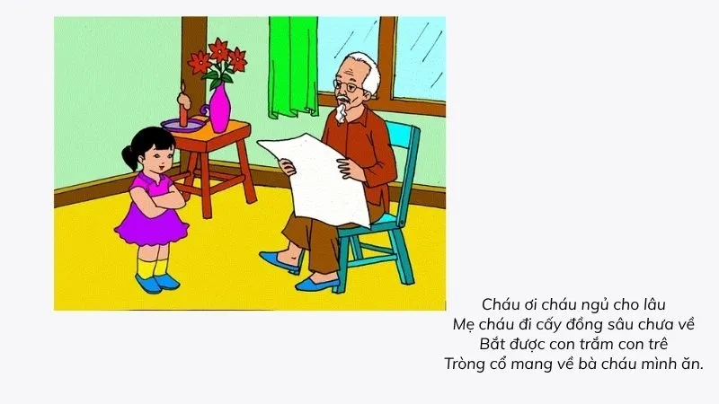 Cháu ơi cháu ngủ cho lâu Mẹ cháu đi cấy đồng sâu chưa về