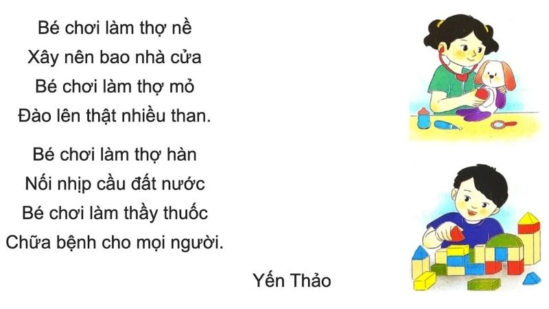 Bài thơ “Bé làm bao nhiêu nghề” mở ra một thế giới đầy mộng mơ