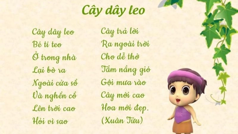 Bài thơ Cây dây leo khắc họa hình ảnh một cây leo kiên cường vươn lên