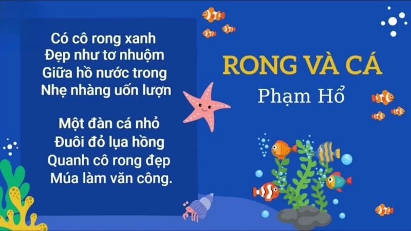 bài thơ Rong và cá đã mở ra không gian hồ nước yên bình và đầy sức sống