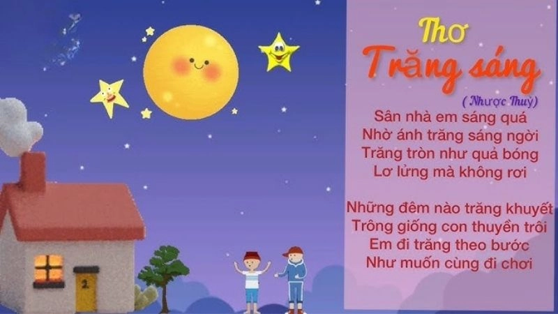 bài thơ Trăng sáng đã vẽ nên bức tranh đêm yên bình nơi ánh trăng như người bạn đồng hành