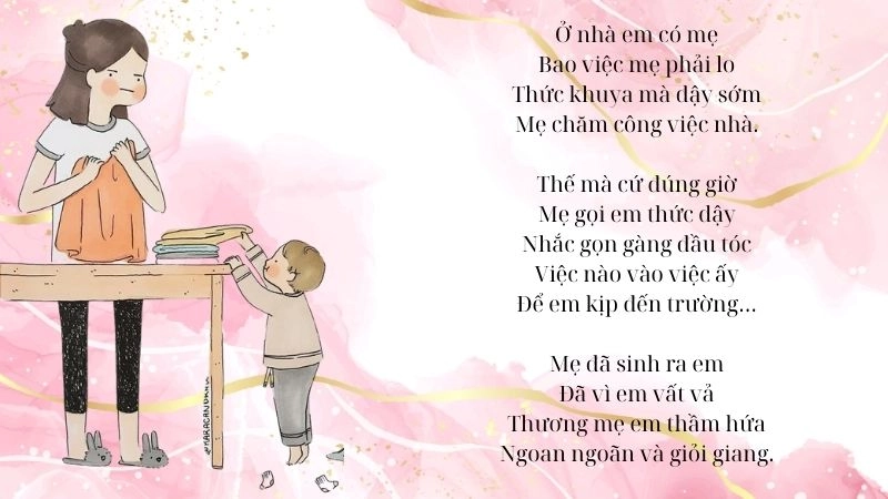 Bài thơ mẹ của em chan chứa yêu thương