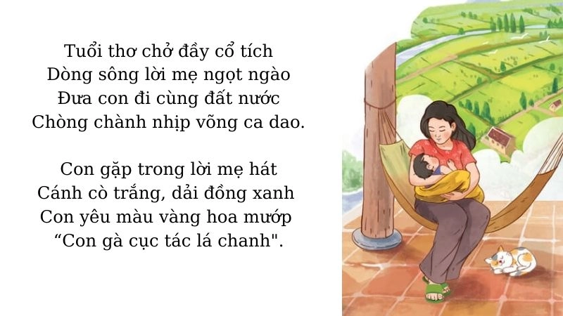 Bài thơ Trong lời mẹ hát đong đầy yêu thương
