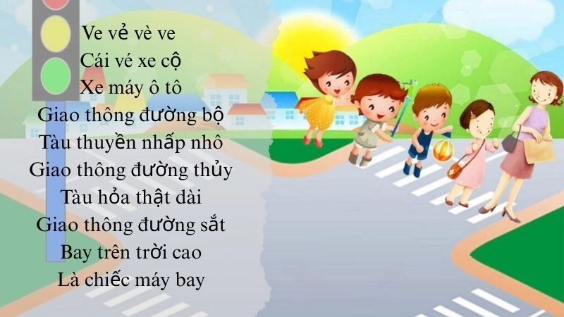 Bài thơ Đi đường em nhớ giúp bé nhận biết các phương tiejn giao thông