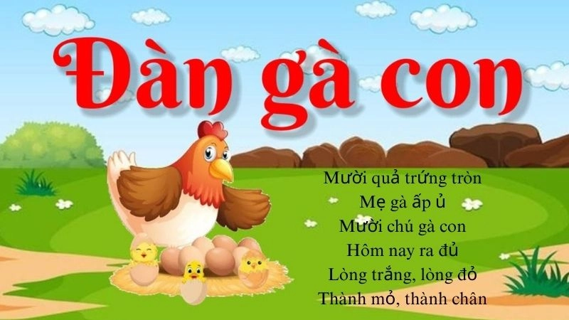 Bài thơ Đàn gà con ríu rít bên chân mẹ hiền