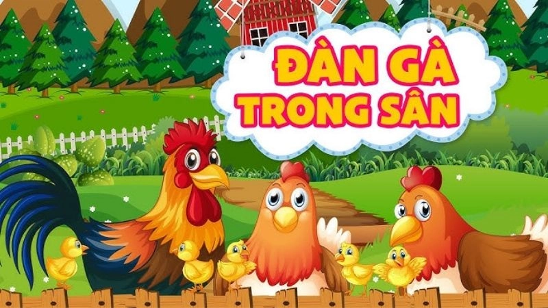 Bài thơ Đàn gà trong sân nhộn nhịp buổi ban mai