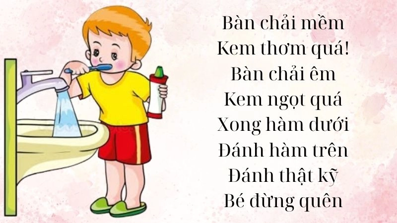 Bài thơ Bé đánh răng mỗi sáng vui khỏe sạch thơm
