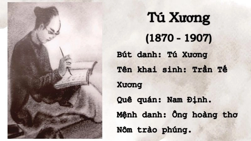 Tác giả Trần Tế Xương nổi bật với thơ trào phúng sâu cay thời cuộc