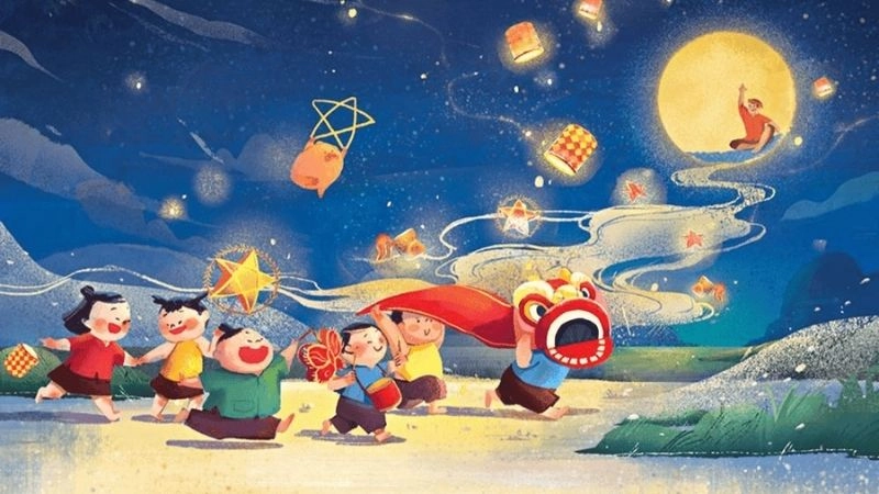 Bài thơ Đêm Trung Thu rộn ràng tiếng trống vang