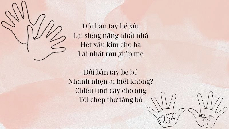 Bài thơ Đôi bàn tay bé chăm ngoan làm việc tốt