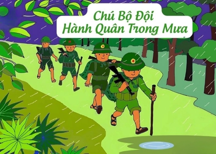Tình đất nước qua Chú bộ đội hành quân trong mưa