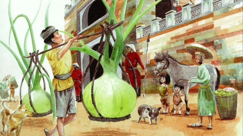 Tóm tắt truyện Ai mua hành tôi: Anh nông dân cứu chim sẻ, được nước thần, đoàn tụ vợ.