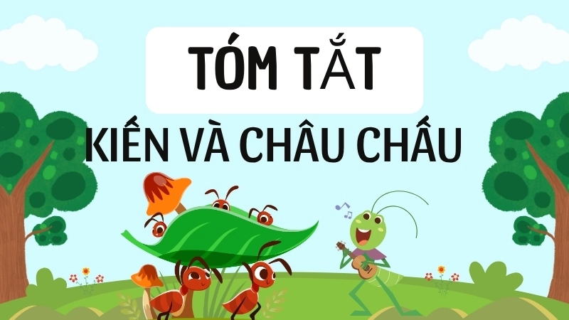 Hình ảnh minh họa cảnh châu chấu chơi đàn còn kiến chăm chỉ làm việc