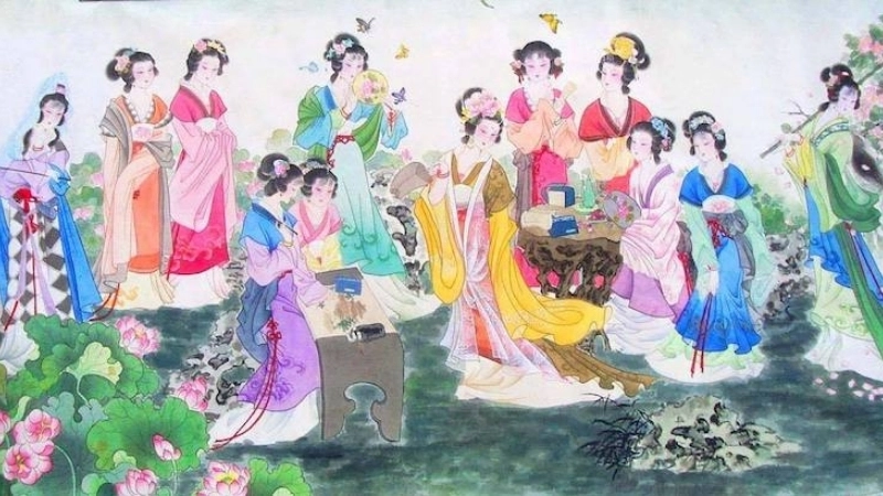 Hình ảnh minh họa sinh động về 12 bà mụ trong truyền thuyết dân gian Việt Nam