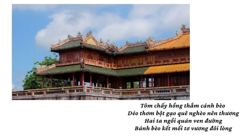 Tôm chấy hồng thắm cánh bèo Dẻo thơm bột gạo quê nghèo nên thương