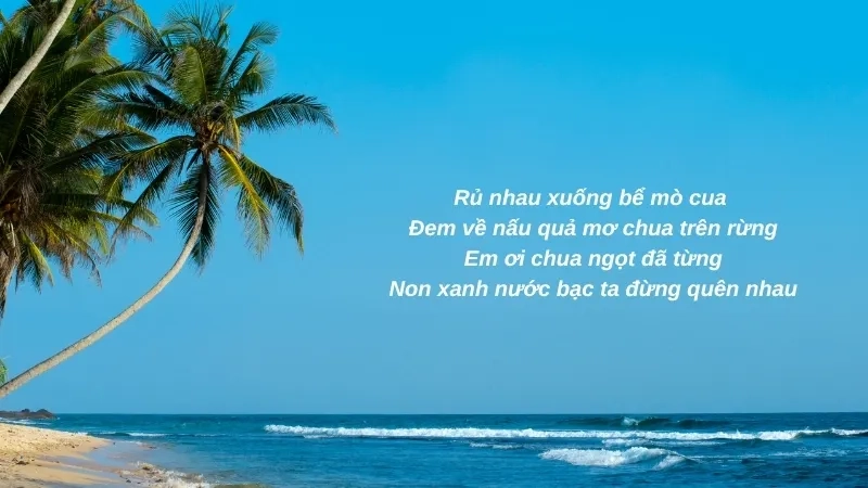 Rủ nhau xuống bể mò cua Đem về nấu quả mơ chua trên rừng