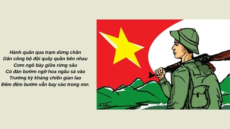  Hành quân qua trạm dừng chân Dân công bộ đội quây quần bên nhau