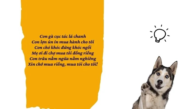  Con chó khóc đứng khóc ngồi Mẹ ơi đi chợ mua tôi đồng riềng