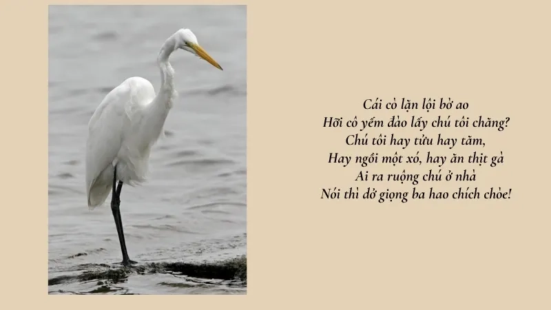 Cái cò lặn lội bờ ao Hỡi cô yếm đào lấy chú tôi chăng?
