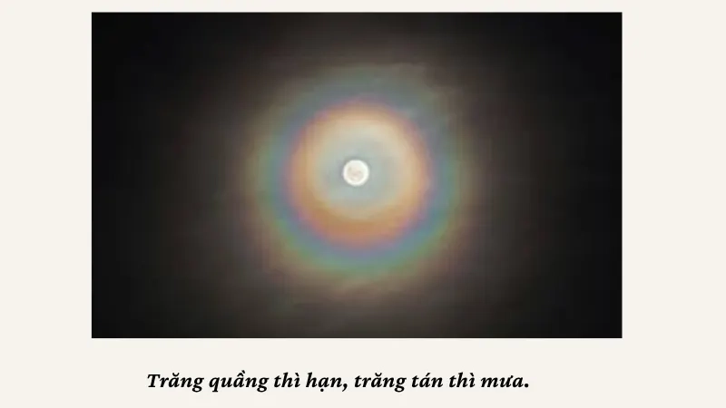 Trăng quầng thì hạn, trăng tán thì mưa.