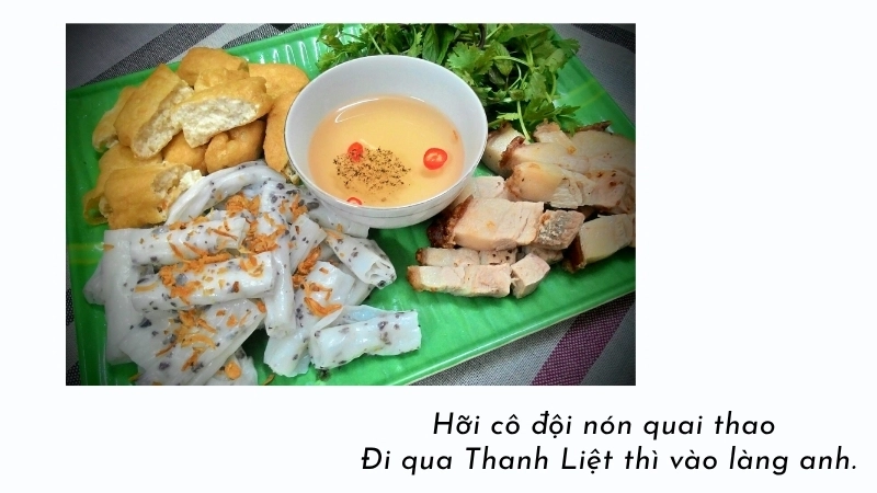 Hỡi cô đội nón quai thao Đi qua Thanh Liệt thì vào làng anh