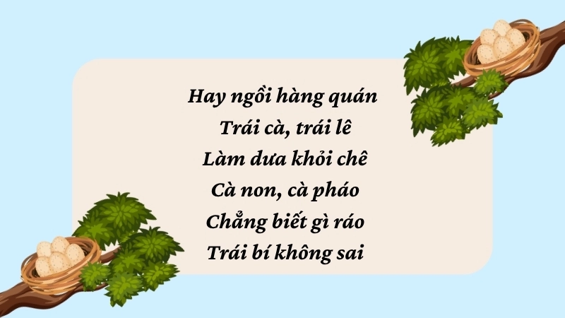 Hay ngồi hàng quán Trái cà, trái lê