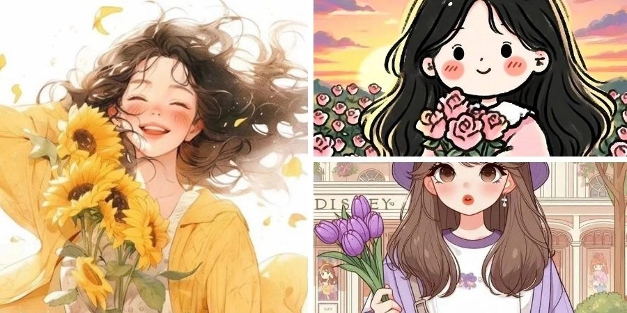 Ý nghĩa về gái xinh cầm hoa sâu sắc