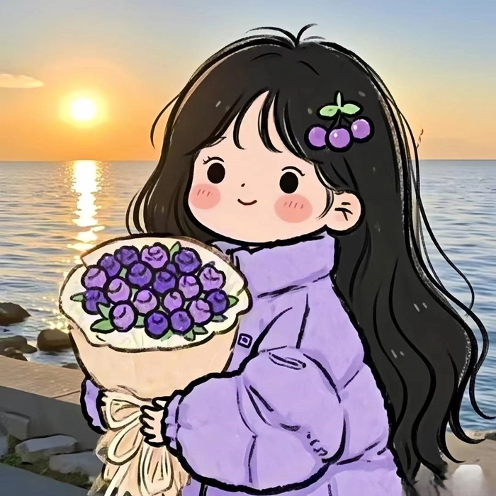 Tải avatar cô gái cầm hoa tulip, phong cách ngọt ngào và lãng mạn