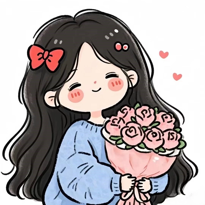 Ngắm ảnh cô gái cầm hoa che mặt anime, bí ẩn và đáng yêu