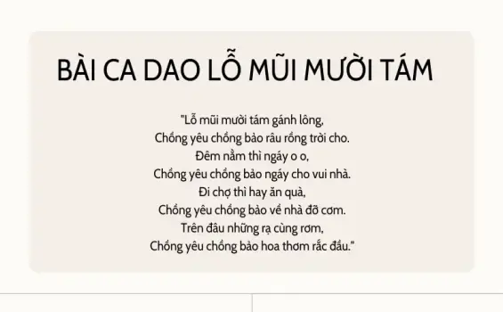 Cảm nhận bài ca dao lỗ mũi mười tám gánh lông qua từng câu chữ