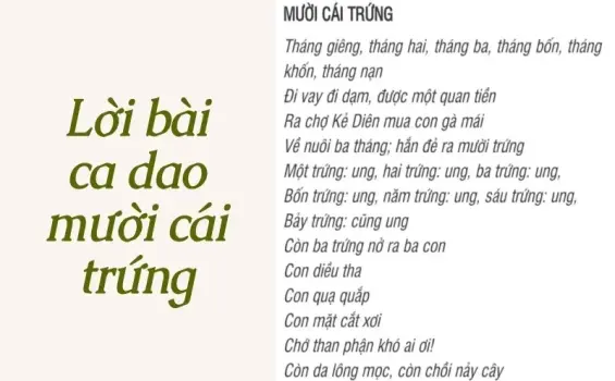 Bài ca dao mười cái trứng bản sắc văn hóa dân gian Việt Nam