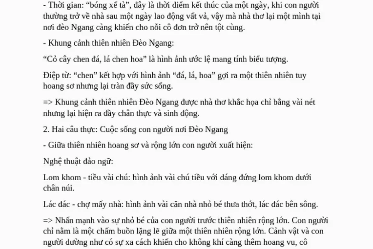 Phân tích sâu bài thơ Qua Đèo Ngang của Bà Huyện Thanh Quan