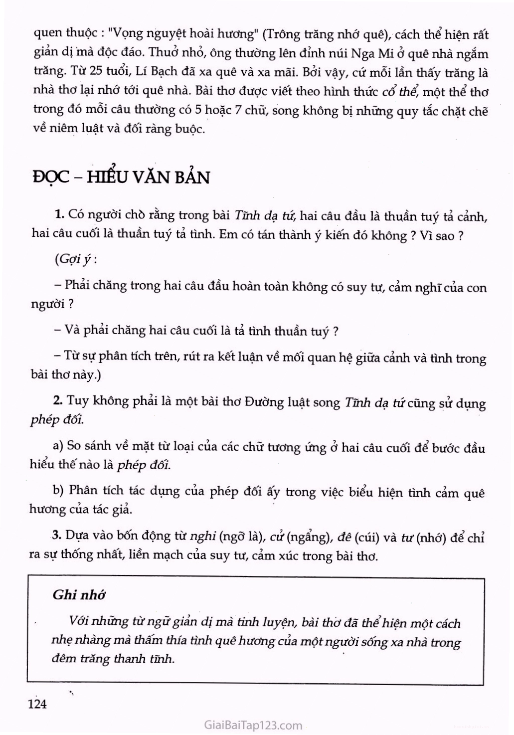 Cảm nghĩ trong đêm thanh tĩnh (Tĩnh dạ tứ) trang 3