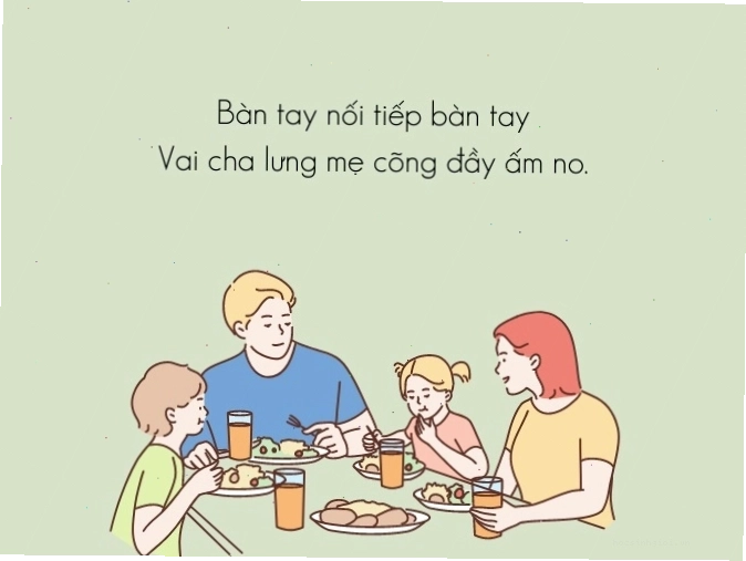 Cảnh gia đình sum vầy hạnh phúc
