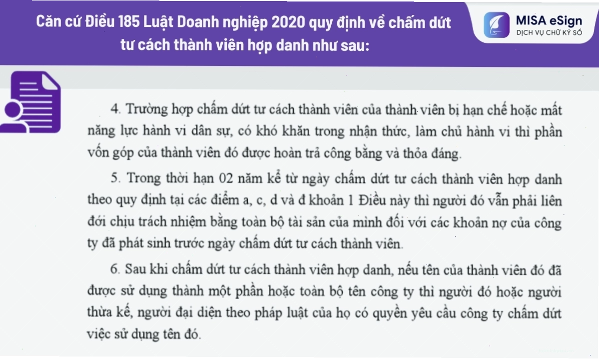 Chấm dứt tư cách thành viên công ty hợp danh