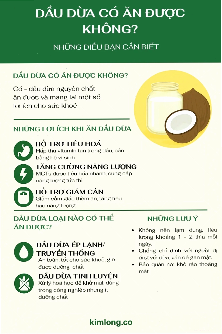 Dầu dừa có ăn được không? Khám phá lợi ích khi sử dụng dầu dừa trong chế biến thực phẩm