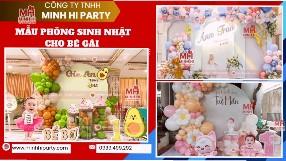 Dịch vụ trang trí phong nền sinh nhật bé gái do Minh Hi Party cung cấp tại TPHCM