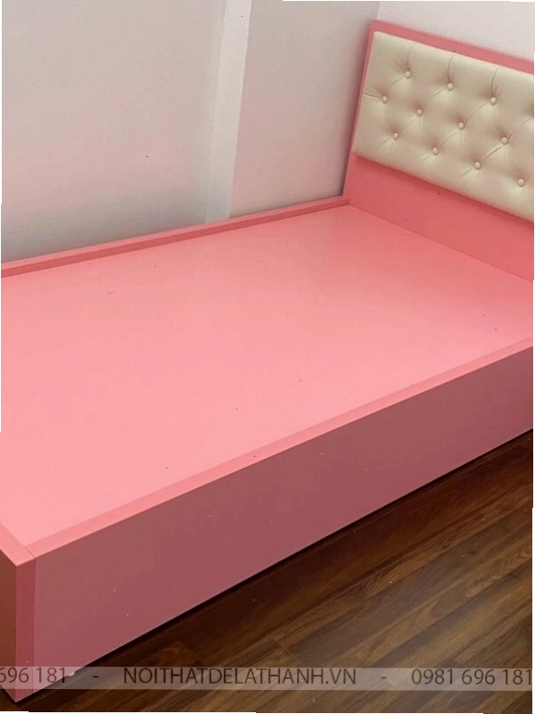 Giường gỗ công nghiệp MDF phủ melamine chống xước xinh xắn cho bé gái, kích thước 1m2x1m9