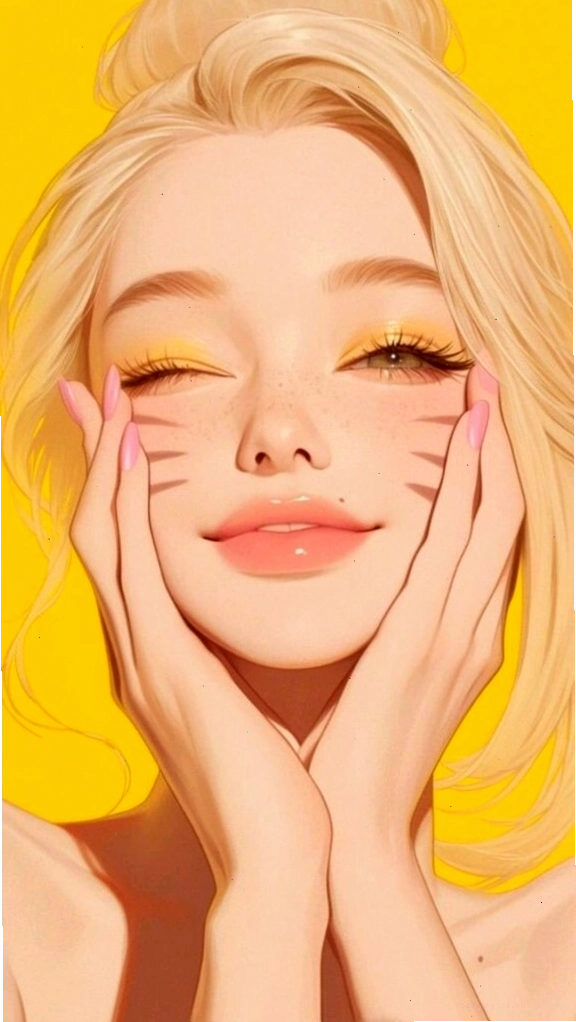 Hình nền cô gái tóc vàng cười rạng rỡ, toát lên vẻ đẹp tươi tắn