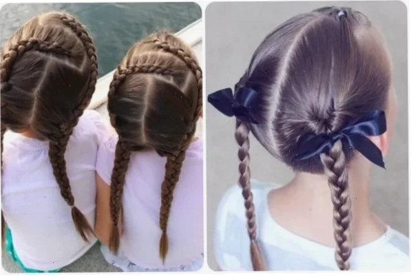 Kiểu tóc hai bím tết gọn gàng, đáng yêu cho bé gái