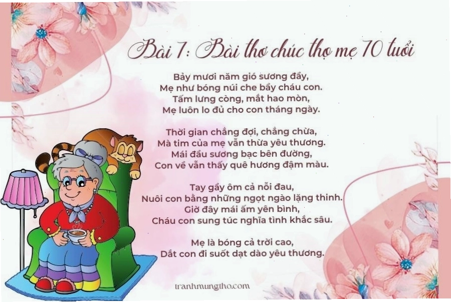 Lời thơ mừng thọ mẹ 70 tuổi thể hiện sự kính trọng