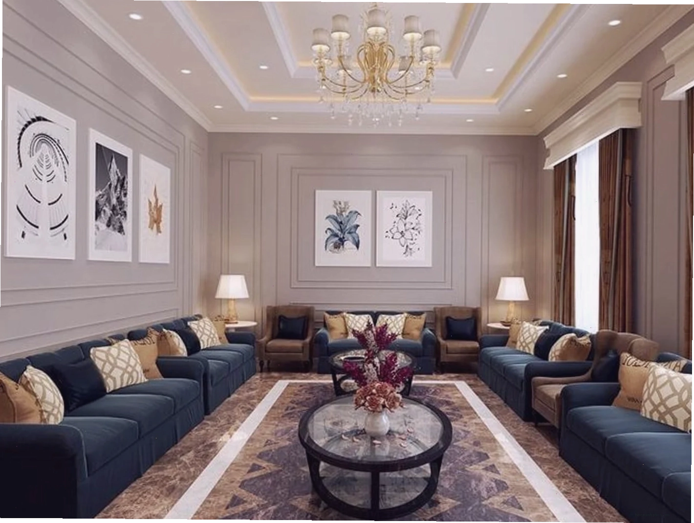 Mẫu trần thạch cao giật 3 cấp sang trọng cho phòng khách