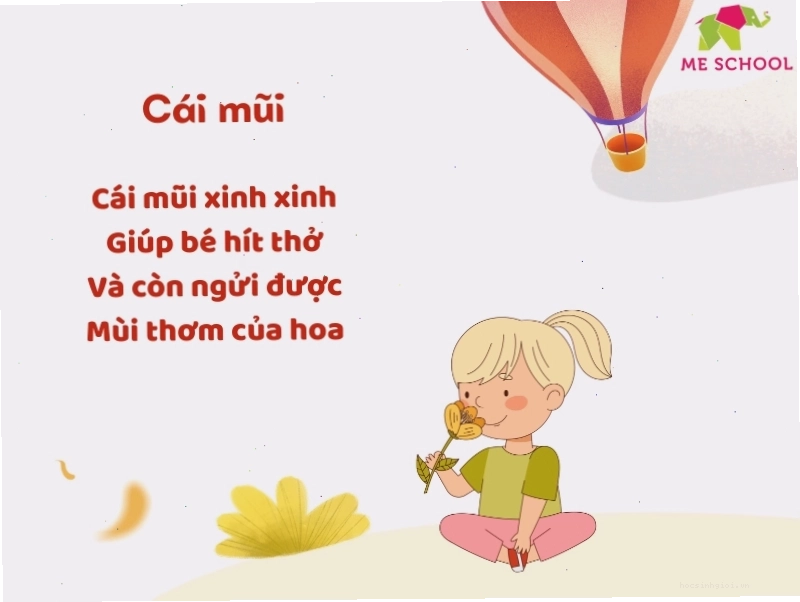 Minh họa bài thơ về các bộ phận cơ thể